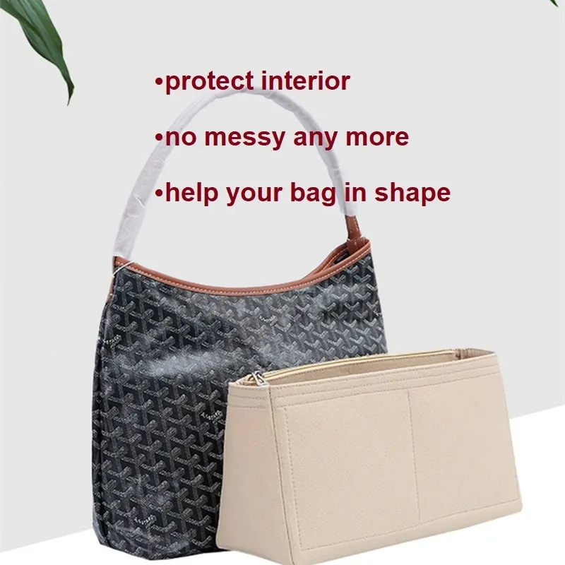 Bag Insert Bag Organiser for Goyard Bohème Hobo Bag (Grey w Bottle Slot)