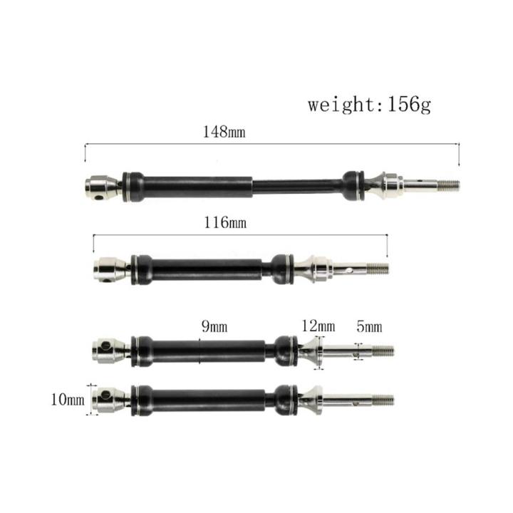 dolity-เพลาขับรถบังคับวิทยุ4ชิ้น-1-4รถ-rc-เพลาขับเพลาขับ-cvd-สำหรับรถบรรทุกตีนตะขาบหิน-scx10-116มม-148มม-เหล็กกล้าเพลาขับด้านหน้าด้านหลัง