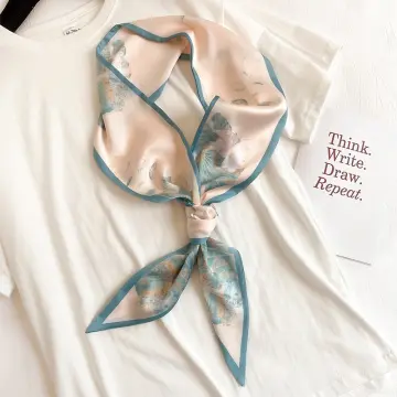 Satin Silk Neck Scarf - White