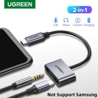 【DT】UGREEN 2-in-1 USB C to 3.5mm USB C Charging Headphones Adapter with Fast Charging USB Type C to 3.5mm Audio AUX Cable For Xiaomi  hot