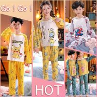 【Ready Stock】 ♤♀ C22 New Kids Pyjamas Long Sleeve Pajamas Boy Pyjamas Girl Cartoon Comfortable Children Pyjamas DY STOCK