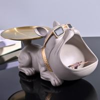 Nordic Decor Home Statue French Bulldog Tray For Keys Holder Big Mouth Storage Box Dog Sculptures Ornaments Table Decoration Art