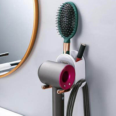 Foldable Hairdryer Stand Free Punching Hair Dryer Rack Wall Mounted No Trace Storage Shelves Accessories Toilet Storage Rack Bathroom Counter Storage
