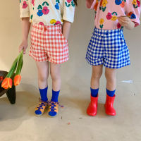 2022 Summer New Boys Girls Plaid Casual Shorts Korean style Cotton Loose All-match Thin Shorts Kids Clothing