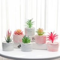 สร้างสรรค์หินอ่อนแบบกระถางดอกไม้ประดิษฐ์พลาสติกกระบองเพชร Succulents กระถางพืชจำลองโฮมออฟฟิศตกแต่งสก์ท็อปบอนไซ