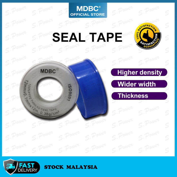 MDBC 100% PTFE Thread Seal Tape 12mm x 0.1mm x 12m White Seal Tape ISO ...