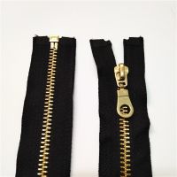 70Cm 1Pcs Jacket Style Brass Metal Divider Zipper Black Nylon Coil Zipper