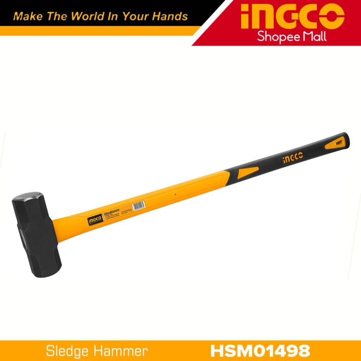 Ingco HSM01498 Industrial Sledge Hammer 10Lbs Carbon Steel Fiberglass ...