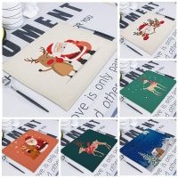 ☌☒ Merry Christmas Table Napkins Santa Claus Elk Party Decor Tablecloth Tea Table Skirt Kitchen Decor Placemat Serviette En Tissu