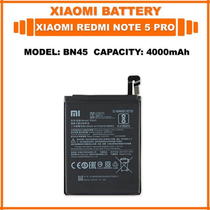 แบตเตอรี่-แท้-original-xiaomi-redmi-note-5-pro-battery-model-bn45-4000mah-ส่งตรงจาก-กทม-รับประกัน-3เดือน