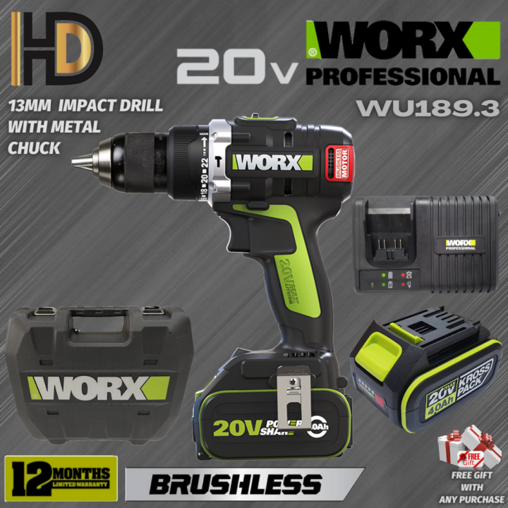 WORX 20V WU189.3 Cordless Impact Drill With Metal Chuck 13MM