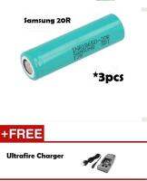 3 pcs Samsung 20R 18650 2000mAh 3.6V Battery ถ่านชาร์จ 18650 รุ่น INR18650-20R 2000mAh (3 ก้อน)  + Ultrafire Charger.