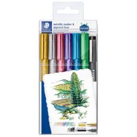 Staedtler ปากกาสี Metallic Marker ชุด 6 สี &amp; Pigment Liner