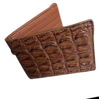 Brown Genuine Crocodile Grade A Lether Wallet USA Style Small Lady  กระเป๋าจระเข้หนังแท้ สีน้ำตาล Brown