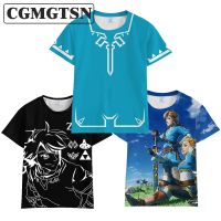 เสื้อยืดสีฟ้า CGMGTSN ตำนานของเกม Zeldaing ลมหายใจของป่าคอสเพลย์ชุดเจ้าหญิงผู้ใหญ่ชายเสื้อฤดูร้อน