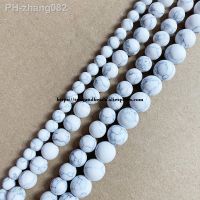 Natural Stone Matte Chinese White Howlite Round Loose Beads 15 Strand 4 6 8 10 12MM Pick Size For Jewelry Making DIY