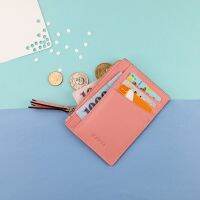 BigSale! "Coral Pink"  Zipped Card Purse หนังวัวแท้ มี 8 ช่องใส่บัตร และ 1 ช่องซิป สุดฮอต!