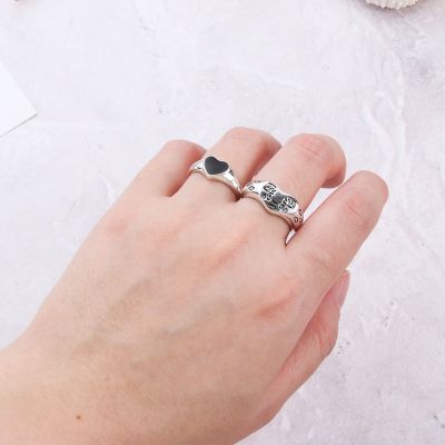 CACTU Women Tears Expression Ring Tiny Gift Heart Finger chain Creative Charm Fashion Silver Color Jewelry