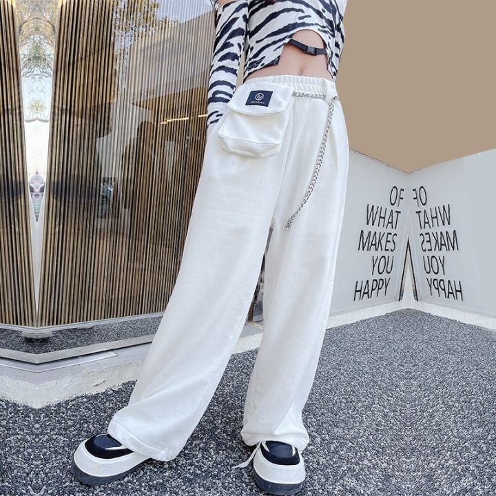 White Cargo Pants For Teenage Girls New Fashion Summer Streetwear Hip Hop  Sweat Pants With Chain For Girls 6 8 10 12 14 Year Old | Lazada Ph