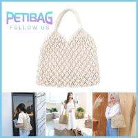 PETIBAG จุได้มาก ฤดูร้อนฤดูร้อนฤดูร้อน ไม่มีซับใน ผ้าทอทอ ผ้าทอมือ กระเป๋ากลวงออก กระเป๋าชายหาดถุง กระเป๋าโท้ท