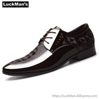 LuckMan Italian Oxford Shoes for Men Designer Mens Patent Leather Black Shoes Mens Pointed Toe Dress Shoes 2019 Classic Derbies