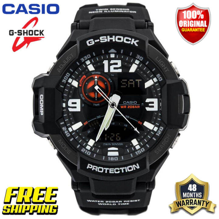 g-shock-ga1000-ของแท้ผู้ชายกีฬานาฬิกาเซ็นเซอร์คู่เคลื่อนไหวกลางแจ้งกันกระแทกกันน้ำโคลนอัตโนมัติยกไฟรับประกันสี่ปี-ga-1000-1a