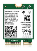 6E การ์ดไร้สาย Intel AX211NGW M.2: CNVio2,บลูทูธ5.3, Tri-Band 5400Mbps,เครือข่ายอะแดปเตอร์สำหรับแล็ปท็อปเกื้อหนุนหน้าต่าง10/11 (64bit), Linux, Chrome Os. มีเฉพาะรุ่นที่ Intel CPU 12 + เท่านั้น