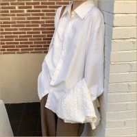 ♂▥✽ White shirt for women in spring and autumn new style loose mid-length design niche inner layering shirt long-sleeved top