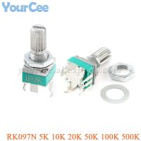 +——{} 5Pcs RK097N Vertical Single Audio Amplifier Seal Potentiometer B5K 10K 20K 50K 100K 500Kbend Pin 3P With Gasket Nut