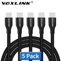 VOXLINK สาย USB ไนลอนถัก5แพ็กสำหรับ Iphone,2.4A ชาร์จซิงค์ข้อมูลเร็ว XS XR สำหรับ Xs Max 8 8Plus 7 6S Ipad Mini