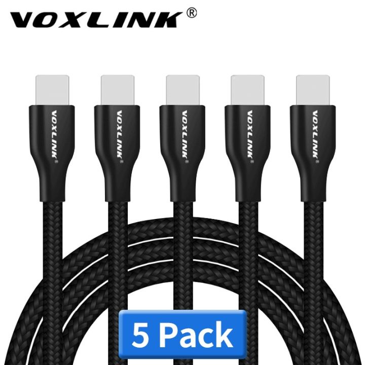 voxlink-สาย-usb-ไนลอนถัก5แพ็กสำหรับ-iphone-2-4a-ชาร์จซิงค์ข้อมูลเร็ว-xs-xr-สำหรับ-xs-max-8-8plus-7-6s-ipad-mini