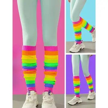 Vintage 80s Neon Green Sweater Knit Leg Warmers, Dance Leg Warmers