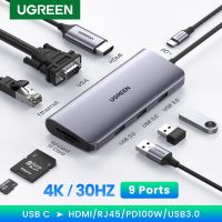 Ugreen อะแดปเตอร์การ์ดรีดเดอร์ USB Type C 4K 30HZ USB-C เป็น HDMI VGA RJ45 PD 9 In 1 QC8191710