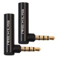 2X REXLIS 3.5mm Male to Female 90 Degree Right Angled Adapter Audio Microphone Jack Stereo Plug Connector