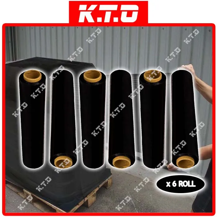 6 ROLL BLACK STRETCH FILM PLASTIC WRAPPING 500MM x 3KG Lazada