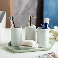 3Pcs/4Pcs Set Ceramic Bathroom Accessories Soap Lotion Dispenser Toothbrush Holder Soap Box Set for Home Decoration Gift