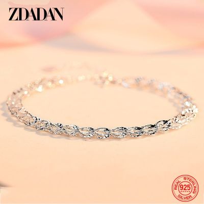 ZDADAN 925เงินสเตอร์ลิงสร้อยข้อมือสำหรับผู้หญิงเครื่องประดับอัญมณีแต่งงาน