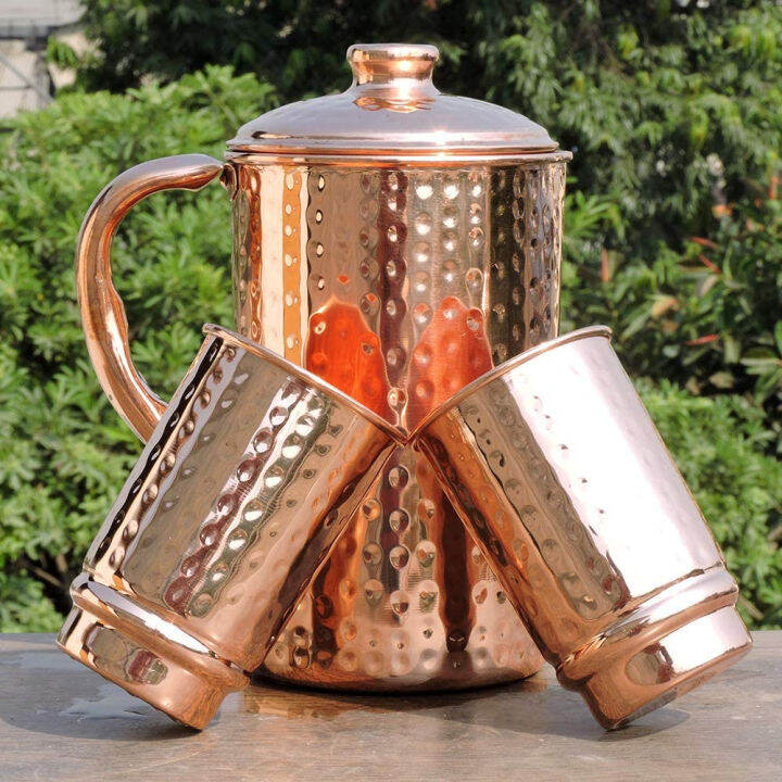 healthgoodsin-pure-copper-99-74-hammered-water-jug-with-2-hammered-copper-tumblers-copper-pitcher-and-tumblers-for-ayurveda-health-benefits