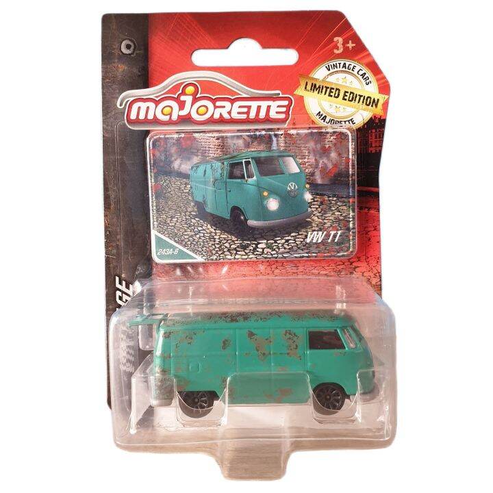 โมเดลรถเหล็ก-majorette-vw-t1-รถลายสนิม-vintage-green-สีเขียวลายสนิม-เปิดท้ายรถได้-โมเดลรถสะสม