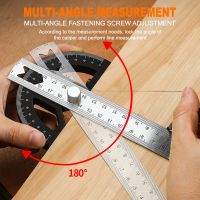 8/10 Inch ABS Protractor Woodworking Angle Ruler Edge Measurement Marking Ruler Metric Inches Double Scale Angle Gauge