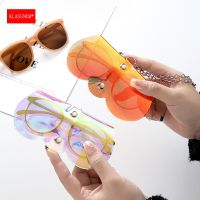 KLASSNUM Portable Glasses Case Transparent PVC Laser Sun Sunglasses Bag Glasses Protection Cover Hanging Bags with Metal Chain