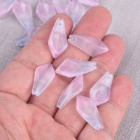 hotx【DT】 25x12mm Pink Lampwork Glass Loose Top Drilled Pendants Beads Lot for Jewelry Making