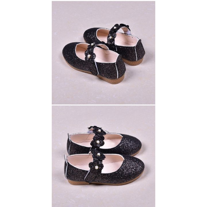 2109-spring-pearl-flower-princess-black-dance-shoes-girls-sequin-shoes