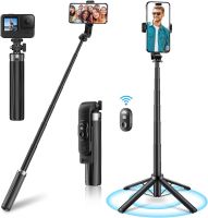 Mini Selfie Stick Phone Tripod with Remote Upgrade Quadripod Design 40" Extendable Rechargeable Bluetooth Control Selfie Sticks