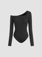 Cider One Shoulder Asymmetrical Neck Bodysuit