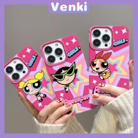 ✺◄ VENKI - สำหรับ iPhone เคส สีแดงมันวาว เคสกันกระแทกกล้องตัวการ์ตูนน่ารักเข้ากันได้กับ 14 13 max 12 xr 7 8Plus