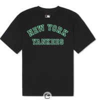 MLB NY เสื้อยืดลำลองผู้ชายและผู้หญิงสไตล์กีฬาฤดูร้อนคอกลม Simple 100% Cotton