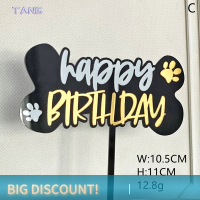 ?【Lowest price】TANG Double acrylic แฮปปี้เค้กวันเกิด Topper สำหรับ PET Dog Birthday PARTY Supplies