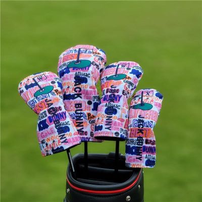 ✤✼ Graffiti Star Smiley Lettering Golf Club Headcovers for Driver Fairway Woods hybrid Head Covers Fabrics 4Pcs Set Protector Cover