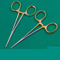 Microcurveal Hemostatic Forceps Double Eyelid Forceps Fine Stainless Steel Curved Gold Handle Straight Fat Hemostatic